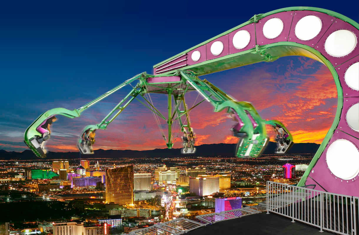 Nämä huvipuistolaitteet Vegasin yllä sopivat vain rohkeimmille